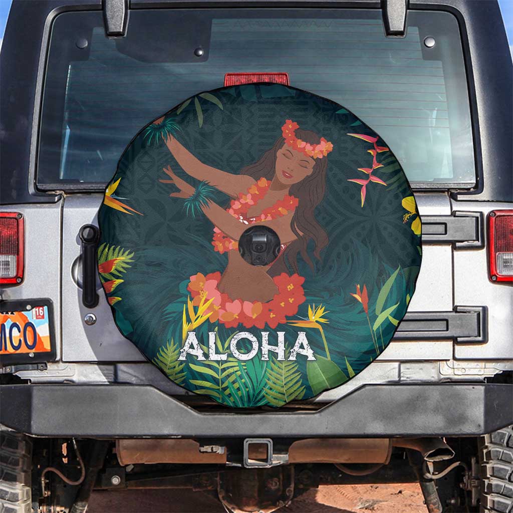 Hawaii Hula Girl Vintage Spare Tire Cover Tropical Forest LT7 Colorful - Polynesian Pride