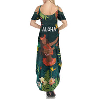Hawaii Hula Girl Vintage Summer Maxi Dress Tropical Forest LT7 - Polynesian Pride