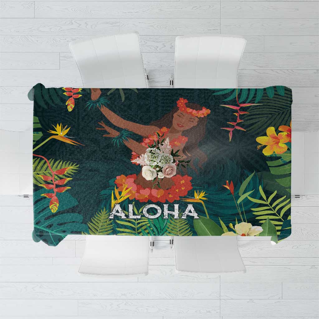Hawaii Hula Girl Vintage Tablecloth Tropical Forest LT7 Colorful - Polynesian Pride