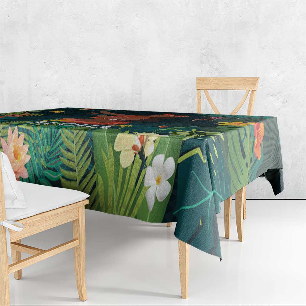 Hawaii Hula Girl Vintage Tablecloth Tropical Forest LT7 - Polynesian Pride