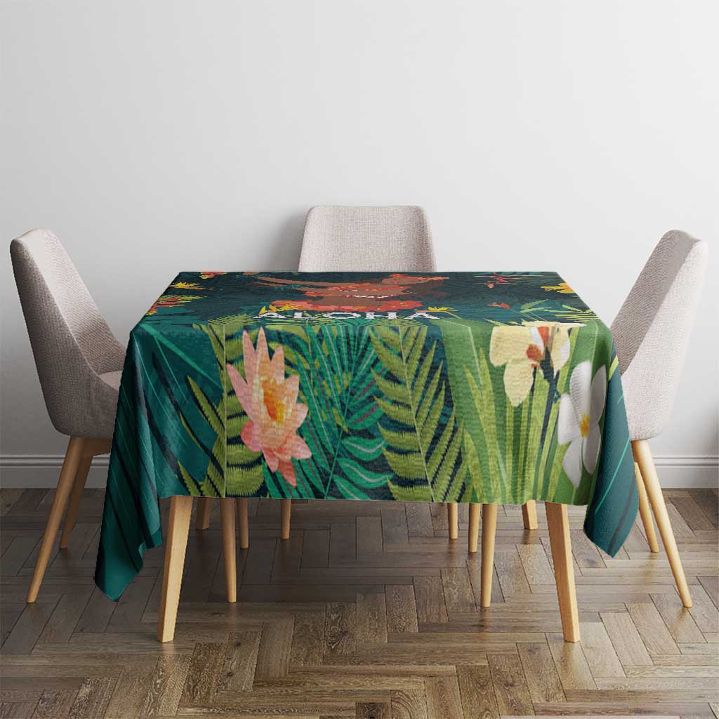 Hawaii Hula Girl Vintage Tablecloth Tropical Forest LT7 - Polynesian Pride