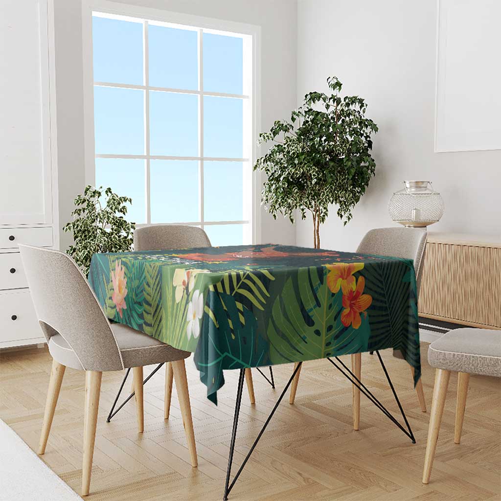 Hawaii Hula Girl Vintage Tablecloth Tropical Forest LT7 - Polynesian Pride