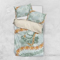 Hawaii Kaho'olawe Island Flowers Lei Bedding Set Silver Hinahina Kū Kahakai LT7 US Twin 172cm x 218cm Silver - Polynesian Pride
