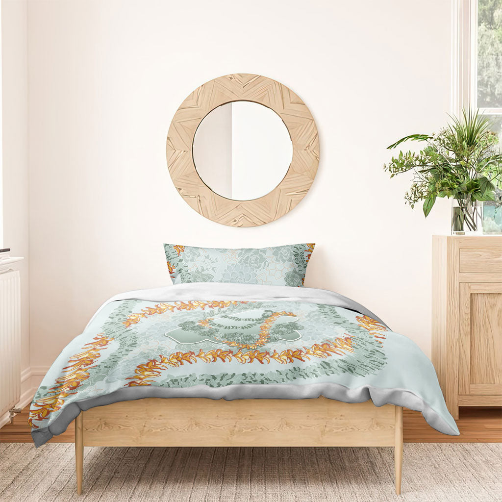 Hawaii Kaho'olawe Island Flowers Lei Bedding Set Silver Hinahina Kū Kahakai LT7 - Polynesian Pride