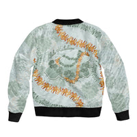 Hawaii Kaho'olawe Island Flowers Lei Bomber Jacket Silver Hinahina Kū Kahakai LT7 - Polynesian Pride