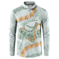 Hawaii Kaho'olawe Island Flowers Lei Button Sweatshirt Silver Hinahina Kū Kahakai LT7 Silver - Polynesian Pride