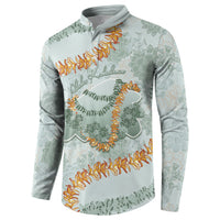 Hawaii Kaho'olawe Island Flowers Lei Button Sweatshirt Silver Hinahina Kū Kahakai LT7 - Polynesian Pride