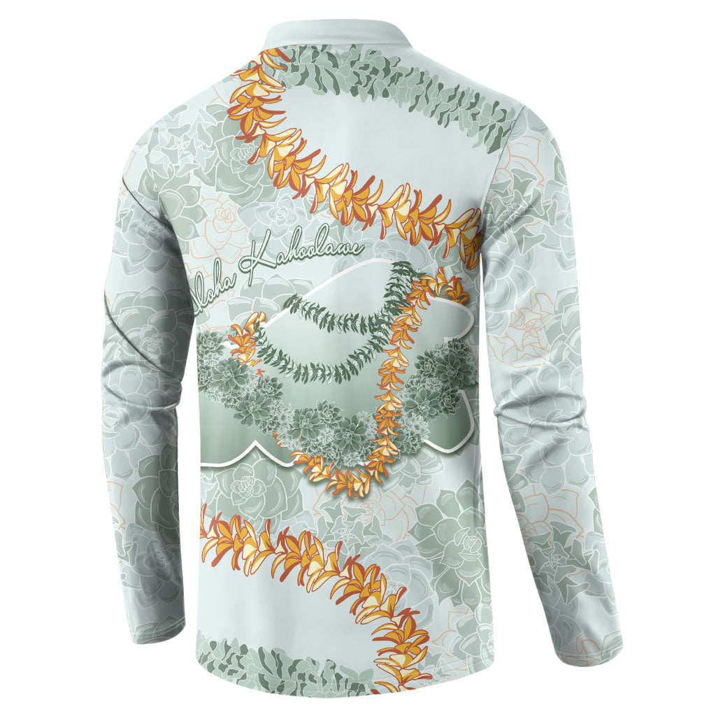 Hawaii Kaho'olawe Island Flowers Lei Button Sweatshirt Silver Hinahina Kū Kahakai LT7 - Polynesian Pride