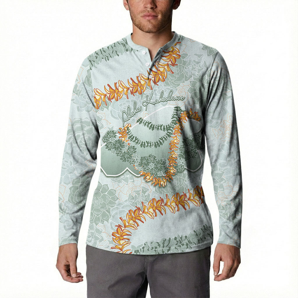Hawaii Kaho'olawe Island Flowers Lei Button Sweatshirt Silver Hinahina Kū Kahakai LT7 - Polynesian Pride
