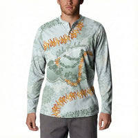 Hawaii Kaho'olawe Island Flowers Lei Button Sweatshirt Silver Hinahina Kū Kahakai LT7 - Polynesian Pride