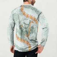 Hawaii Kaho'olawe Island Flowers Lei Button Sweatshirt Silver Hinahina Kū Kahakai LT7 - Polynesian Pride