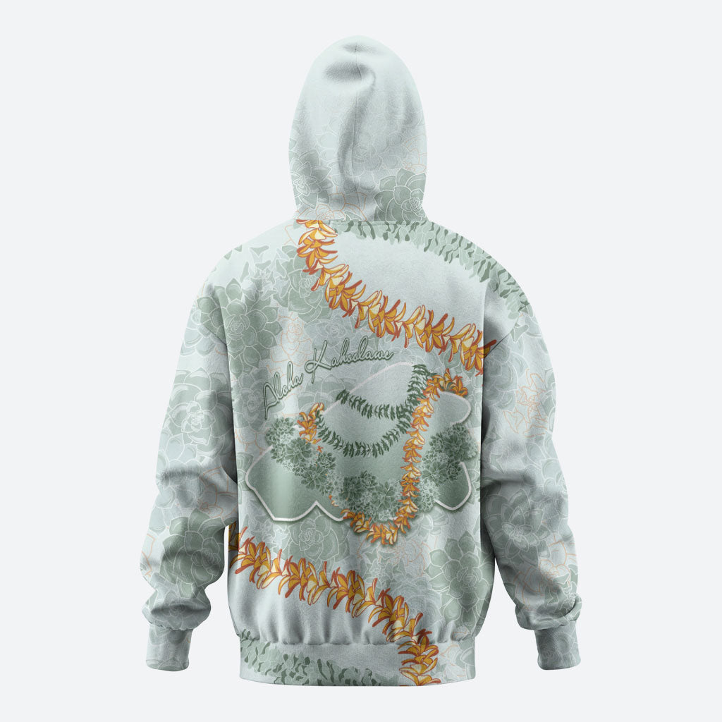 Hawaii Kaho'olawe Island Flowers Lei Hoodie Silver Hinahina Kū Kahakai LT7 - Polynesian Pride