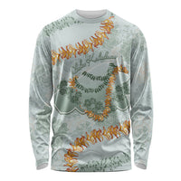 Hawaii Kaho'olawe Island Flowers Lei Long Sleeve Shirt Silver Hinahina Kū Kahakai LT7 Unisex Silver - Polynesian Pride