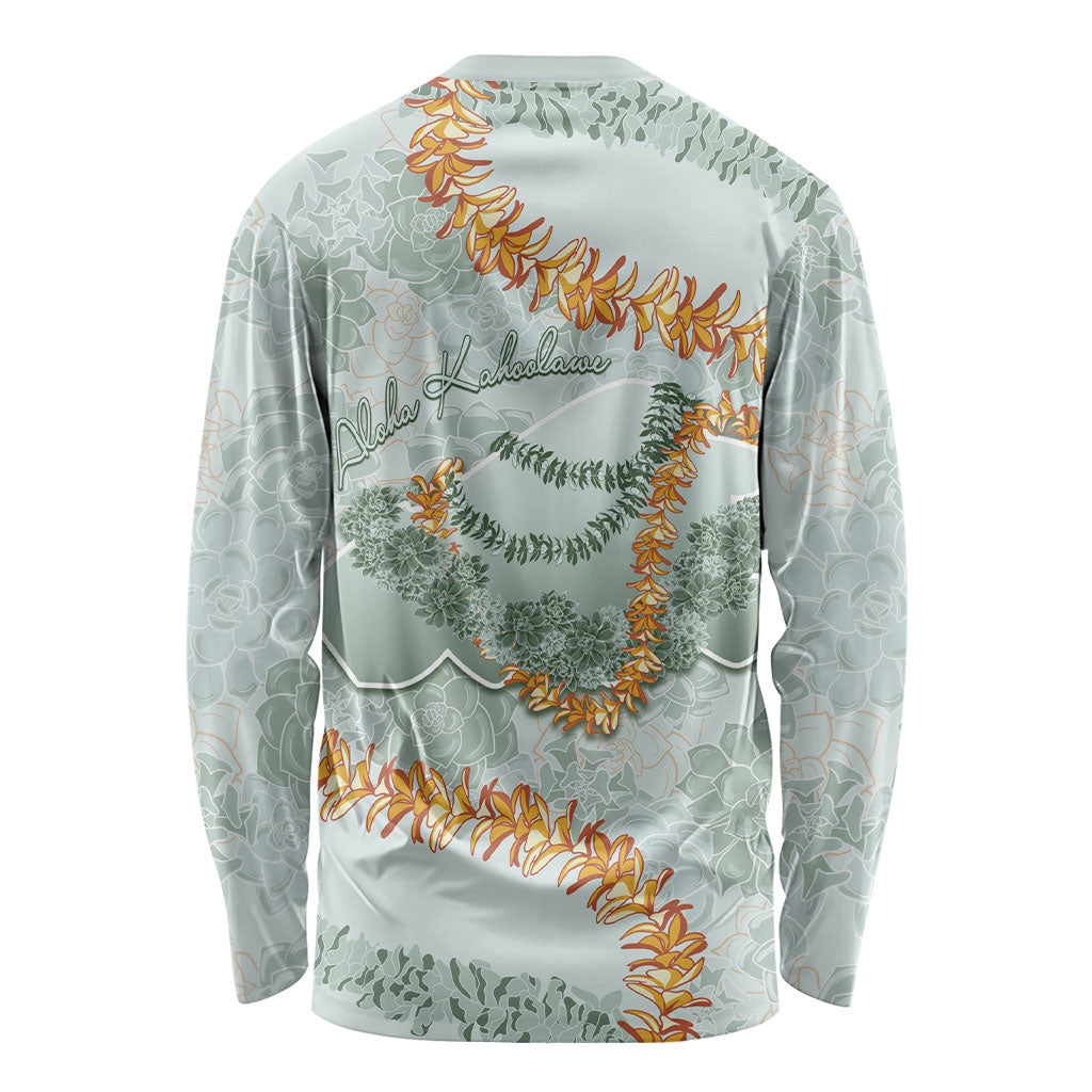 Hawaii Kaho'olawe Island Flowers Lei Long Sleeve Shirt Silver Hinahina Kū Kahakai LT7 - Polynesian Pride