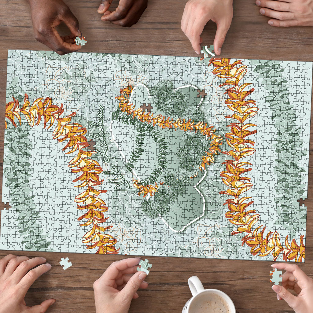 Hawaii Kaho'olawe Island Flowers Lei Puzzle Silver Hinahina Kū Kahakai LT7 - Polynesian Pride