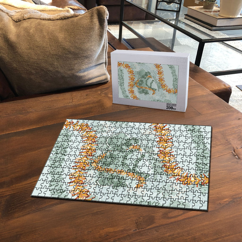 Hawaii Kaho'olawe Island Flowers Lei Puzzle Silver Hinahina Kū Kahakai LT7 - Polynesian Pride
