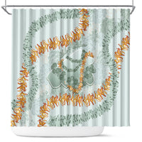 Hawaii Kaho'olawe Island Flowers Lei Shower Curtain Silver Hinahina Kū Kahakai LT7 Silver - Polynesian Pride
