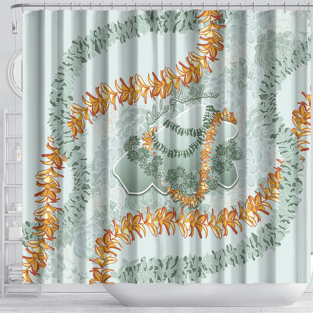 Hawaii Kaho'olawe Island Flowers Lei Shower Curtain Silver Hinahina Kū Kahakai LT7 - Polynesian Pride