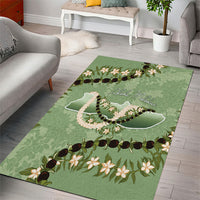 Hawaii Molokai Island Flowers Lei Area Rug Kukui Nut Mossy Green LT7 - Polynesian Pride