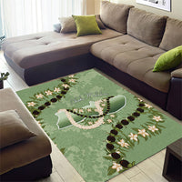 Hawaii Molokai Island Flowers Lei Area Rug Kukui Nut Mossy Green LT7 - Polynesian Pride