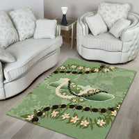 Hawaii Molokai Island Flowers Lei Area Rug Kukui Nut Mossy Green LT7 - Polynesian Pride