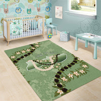 Hawaii Molokai Island Flowers Lei Area Rug Kukui Nut Mossy Green LT7 - Polynesian Pride