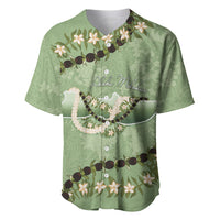 Hawaii Molokai Island Flowers Lei Baseball Jersey Kukui Nut Mossy Green LT7 Moss Green - Polynesian Pride