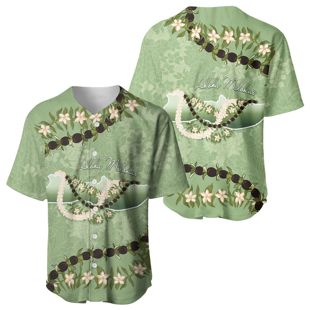 Hawaii Molokai Island Flowers Lei Baseball Jersey Kukui Nut Mossy Green LT7 - Polynesian Pride