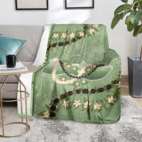 Hawaii Molokai Island Flowers Lei Blanket Kukui Nut Mossy Green LT7 - Polynesian Pride