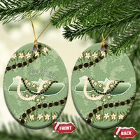 Hawaii Molokai Island Flowers Lei Ceramic Ornament Kukui Nut Mossy Green