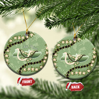 Hawaii Molokai Island Flowers Lei Ceramic Ornament Kukui Nut Mossy Green
