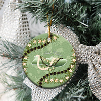 Hawaii Molokai Island Flowers Lei Ceramic Ornament Kukui Nut Mossy Green