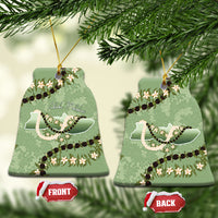 Hawaii Molokai Island Flowers Lei Ceramic Ornament Kukui Nut Mossy Green
