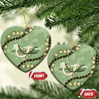 Hawaii Molokai Island Flowers Lei Ceramic Ornament Kukui Nut Mossy Green