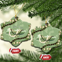 Hawaii Molokai Island Flowers Lei Ceramic Ornament Kukui Nut Mossy Green