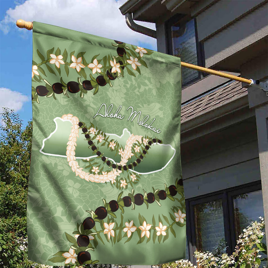 Hawaii Molokai Island Flowers Lei Garden Flag Kukui Nut Mossy Green LT7 - Polynesian Pride