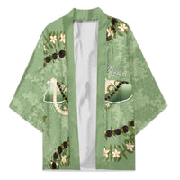 Hawaii Molokai Island Flowers Lei Kimono Kukui Nut Mossy Green LT7 Unisex Moss Green - Polynesian Pride
