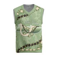 Hawaii Molokai Island Flowers Lei Christmas Knitted V-Neck Vest Kukui Nut Mossy Green LT7 Moss Green - Polynesian Pride