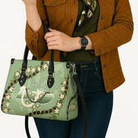 Hawaii Molokai Island Flowers Lei Leather Bag Kukui Nut Mossy Green LT7 - Polynesian Pride