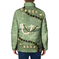 Hawaii Molokai Island Flowers Lei Padded Jacket Kukui Nut Mossy Green LT7 - Polynesian Pride