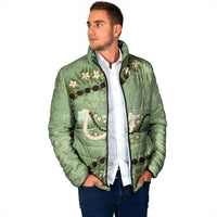 Hawaii Molokai Island Flowers Lei Padded Jacket Kukui Nut Mossy Green LT7 - Polynesian Pride
