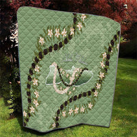 Hawaii Molokai Island Flowers Lei Quilt Kukui Nut Mossy Green LT7 - Polynesian Pride