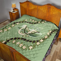 Hawaii Molokai Island Flowers Lei Quilt Kukui Nut Mossy Green LT7 - Polynesian Pride
