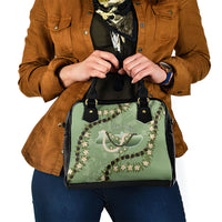 Hawaii Molokai Island Flowers Lei Shoulder Handbag Kukui Nut Mossy Green LT7 - Polynesian Pride