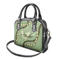 Hawaii Molokai Island Flowers Lei Shoulder Handbag Kukui Nut Mossy Green LT7 - Polynesian Pride