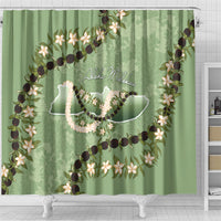 Hawaii Molokai Island Flowers Lei Shower Curtain Kukui Nut Mossy Green LT7 - Polynesian Pride