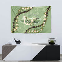Hawaii Molokai Island Flowers Lei Tapestry Kukui Nut Mossy Green LT7 - Polynesian Pride