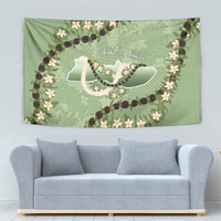 Hawaii Molokai Island Flowers Lei Tapestry Kukui Nut Mossy Green LT7 - Polynesian Pride