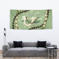 Hawaii Molokai Island Flowers Lei Tapestry Kukui Nut Mossy Green LT7 - Polynesian Pride