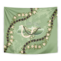 Hawaii Molokai Island Flowers Lei Tapestry Kukui Nut Mossy Green LT7 - Polynesian Pride